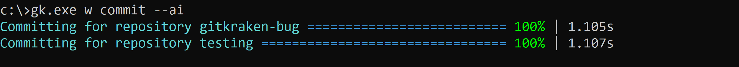 AI-generated commit in GitKraken CLI